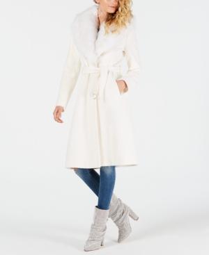 Guess Maria Faux-fur Collar Belted Coat