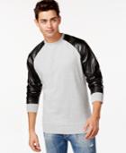 Univibe Hip Faux Leather-sleeve Sweatshirt