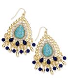 Thalia Sodi Gold-tone Blue Stone Peacock Drop Earrings, Only At Macy's