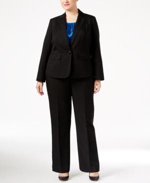 Le Suit Plus Size Three-piece One-button Glazed Melange Pantsuit