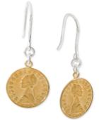 Giani Bernini Two-tone Coin Drop Earrings In Sterling Silver, Created For Macy's