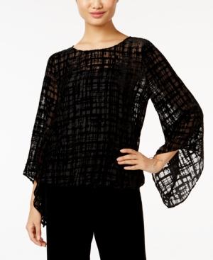 Alfani Petite Velvet Burnout Blouson Top, Only At Macy's