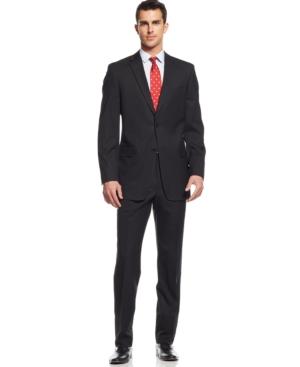 Tommy Hilfiger Black Tonal-stripe Classic-fit Suit