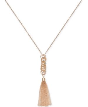 I.n.c. Rose Gold-tone Multi-link & Chain Tassel Pendant Necklace, 28 + 3 Extender, Created For Macy's