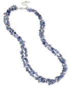 Kenneth Cole New York Silver-tone Blue Chip Bead Multi-row Long Length Necklace