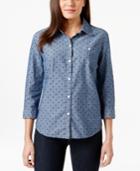 Karen Scott Chambray Polka-dot Shirt