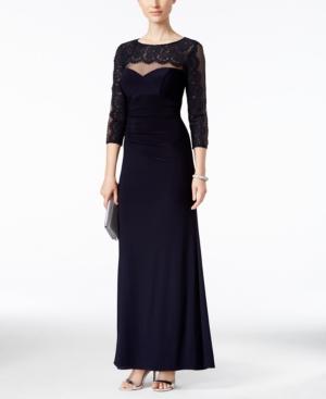 Xscape Petite Lace Illusion Gown
