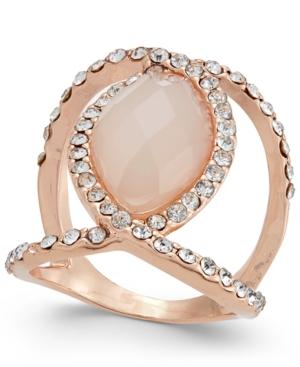 Inc International Concepts Rose Gold-tone Pave And Pink Stone Ring, Only At Macy's