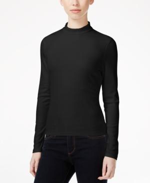 Material Girl Juniors' Solid Rib-knit Mock-turtleneck Top, Only At Macy's