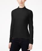 Material Girl Juniors' Solid Rib-knit Mock-turtleneck Top, Only At Macy's