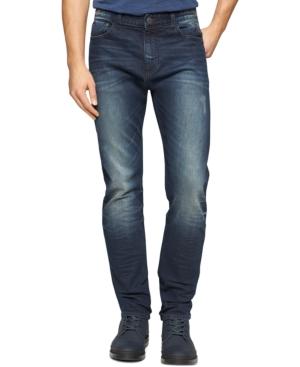 Calvin Klein Tapered Slim Fit Blue Shadow Wash Faded Jeans