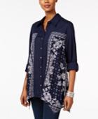 Style & Co. Printed Handkerchief-hem Shirt, Only At Macy's
