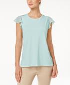 Charter Club Flutter-sleeve Top, Only At Macy's