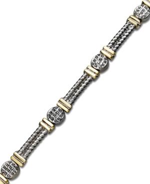 14k Gold And Sterling Silver Bracelet, Diamond Accent Cable Bracelet