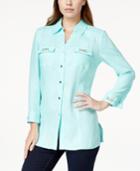 Jm Collection Petite Linen Hardware Shirt, Only At Macy's