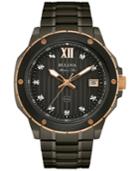 Bulova Men's Marine Star Diamond Accent Gray Stainless Steel Bracelet Watch 47mm 98d128