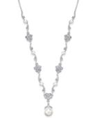 Danori Silver-tone Crystal Flower And Imitation Pearl Necklace, Only At Macy's