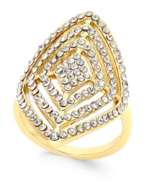 Inc International Concepts Gold-tone Geometric Crystal Statement Ring, Only At Macy's