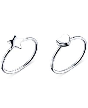 Unwritten Heart And Star Ring Set In Sterling Silver