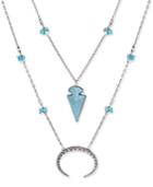 Silver-tone Double Layer Arrowhead And Crescent Pendant Necklace