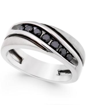 Men's Black Diamond Ring In Sterling Silver (1/2 Ct. T.w.)