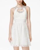 Trixxi Juniors' Embellished Lace Fit-and-flare Dress