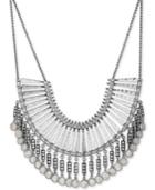 Lucky Brand Silver-tone Multi-chain Stone Disc Statement Necklace