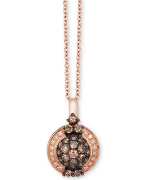 Le Vian Chocolatier Diamond Cluster 18 Pendant Necklace (5/8 Ct. T.w.) In 14k Rose Gold