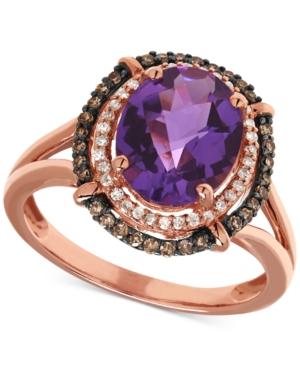 Amethyst (2-1/4 Ct. T.w.) & Diamond (1/4 Ct. T.w.) Statement Ring In 14k Rose Gold