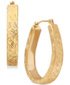 Patterned Pear-shape Hoop Earrings In 10k Gold