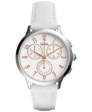 Fossil Women's Chronograph Abilene White Leather Strap Watch 34mm Ch4000