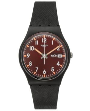 Swatch Unisex Swiss Core Black Silicone Strap Watch 34mm Gb753