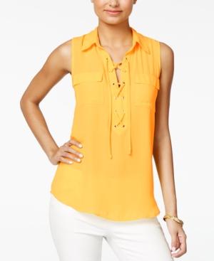 Bcx Juniors' Lace-up Camp Shirt