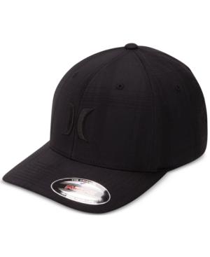 Hurley Men's Black Plaid Embroidered-logo Flexfit Hat