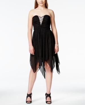 Bcx Juniors' Strapless Embellished Glitter Party Dress