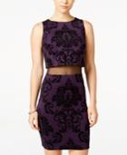 B Darlin Juniors' Velvet-print Popover Bodycon Dress