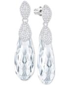 Swarovski Silver-tone Faceted Crystal & Pave Drop Earrings