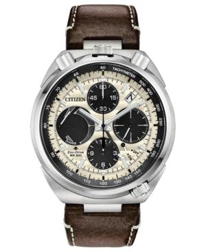 Citizen Eco-drive Men's Chronograph Promaster Tsuno Racer Brown Leather Strap Watch 45mm - A Limited Edition