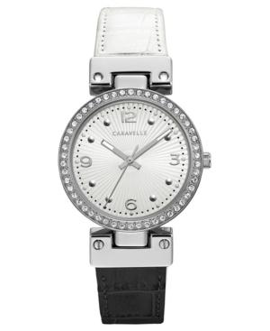 Caravelle New York By Bulova Women's Black & White Leather Reversible Strap Watch 32mm