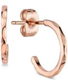Unwritten Textured Hoop Earrings In Rose Gold Flashed Sterling Silver