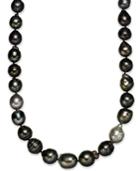 Sterling Silver Necklace, Multi Colored Cultured Tahitian Pearl (9-11mm) Baroque Strand Necklace