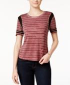 Rebellious One Juniors' Mineral-wash Football T-shirt