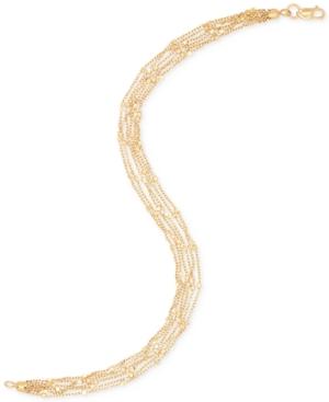 Multi-chain Square Beaded Bracelet In Italian 18k Gold