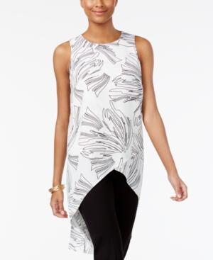 Alfani Printed Crossover High-low Top, Created For Macy's