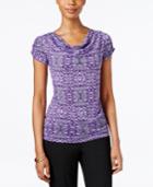 Tahari Asl Short-sleeve Printed Drape-neck Top