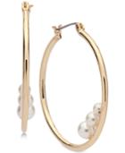 Anne Klein Gold-tone Imitation Pearl Hoop Earrings