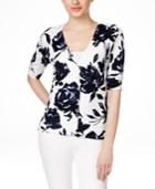 Inc International Concepts Petite Floral-print Cardigan, Only At Macy's