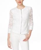 Inc International Concepts Petite Crochet Lace Zip-front Jacket, Only At Macy's