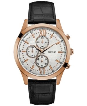 Guess Men's Chronograph Hudson Black Leather Strap Watch 43mm U0876g2