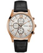 Guess Men's Chronograph Hudson Black Leather Strap Watch 43mm U0876g2